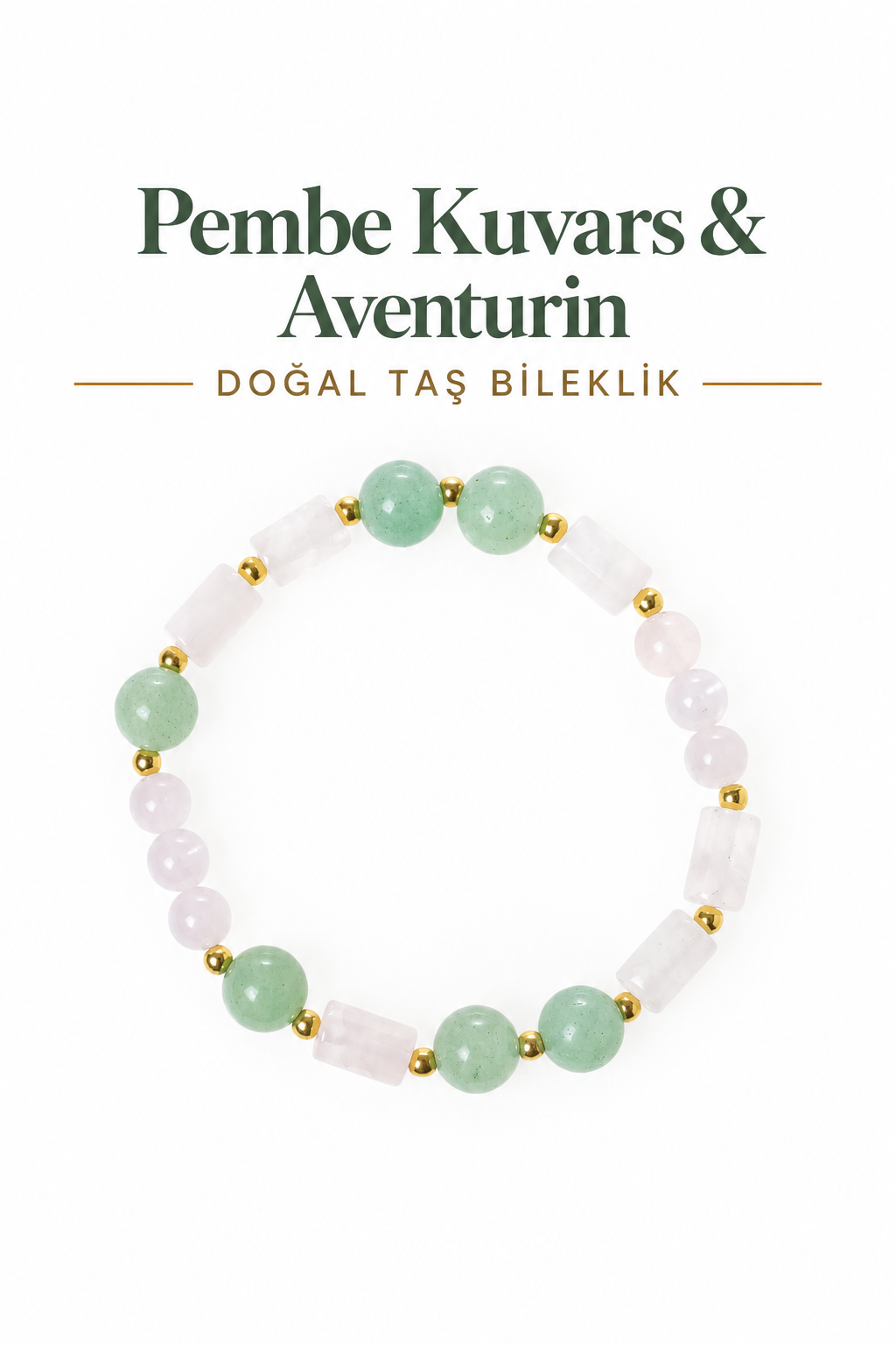 Pembe Kuvars & Aventurin Bileklik