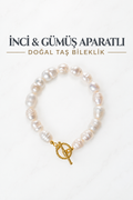 İnci & Gümüş Aparatlı Doğal Taş Bileklik 1