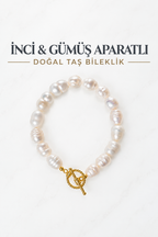 İnci & Gümüş Aparatlı Doğal Taş Bileklik 1