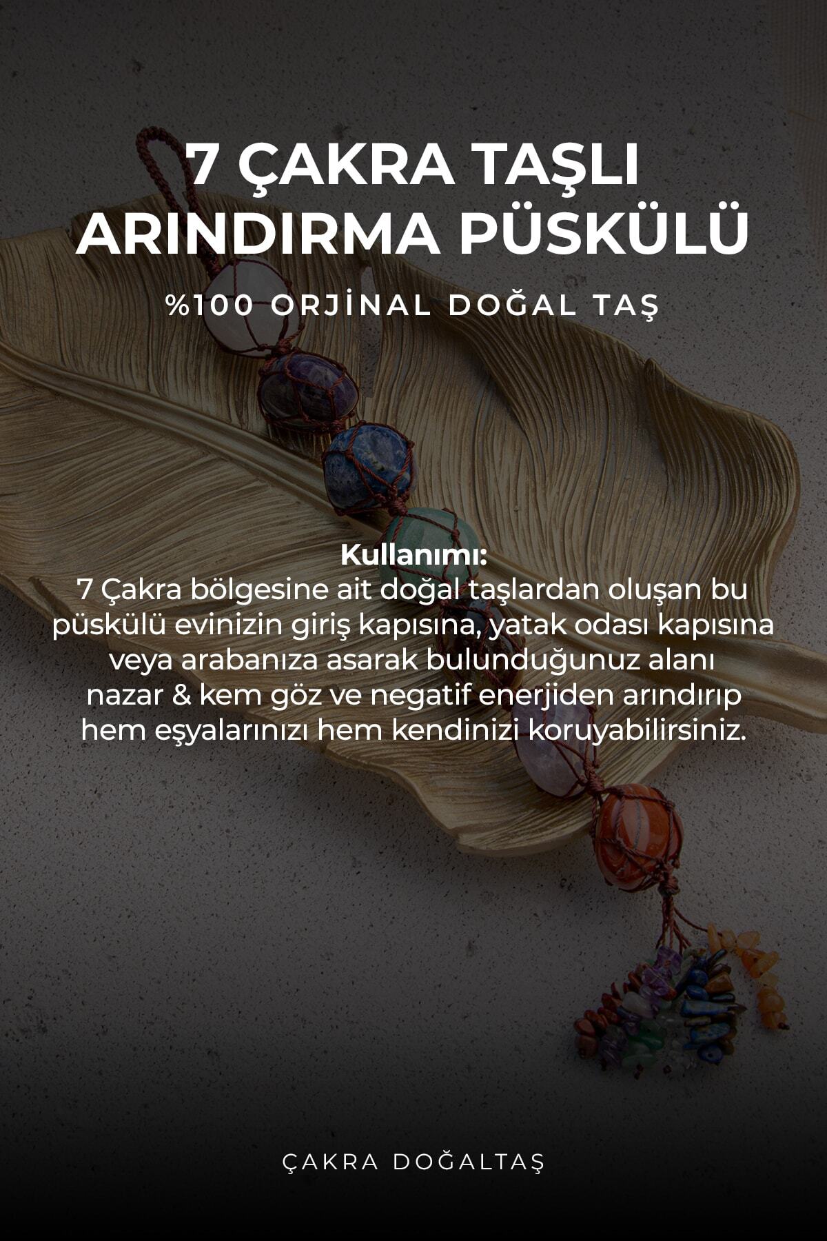 7 Çakra Taşlı Arındırma Püskülü Doğal Taşlı — görsel 3