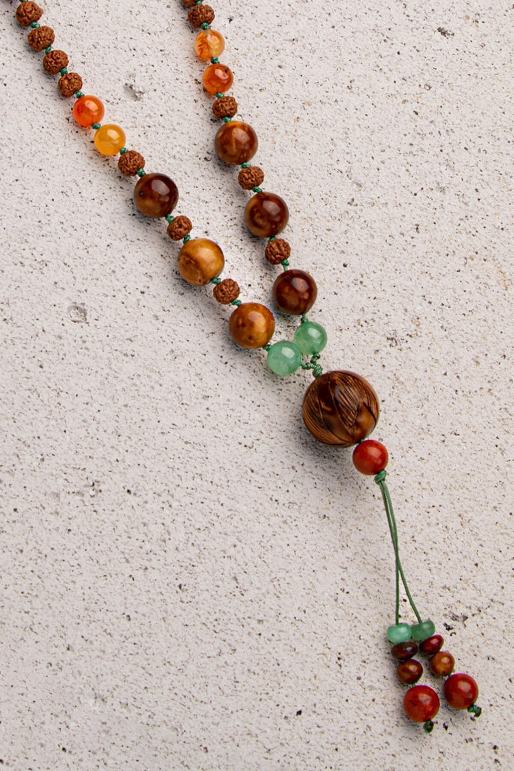 Kuka, Rudraksha, Akik, Lapis Lazuli, Aventurin, Ametist Doğal Taşlı 108 Çakra Mala- Uzun Kolye — görsel 3