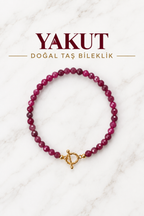 Yakut & Gümüş Aparatlı Doğal Taş Bileklik
