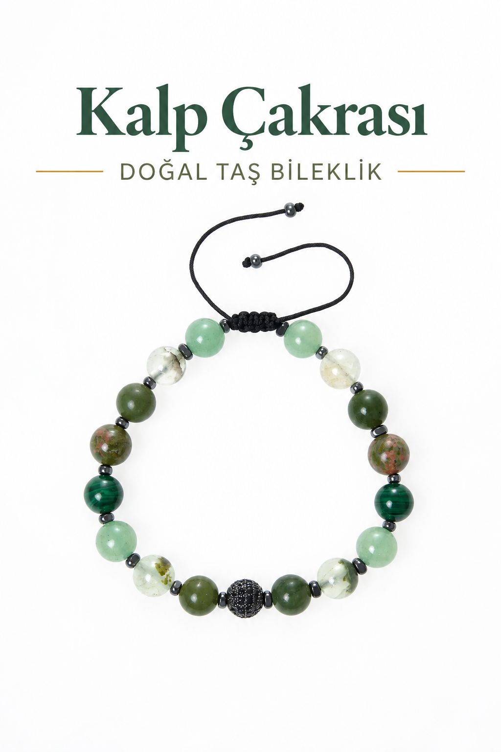 Kalp Çakrası & Zirkon Aparatlı Makrome Bileklik
