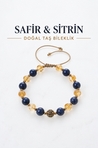 Safir & Sitrin Gümüş Aparatlı Makrome Bileklik