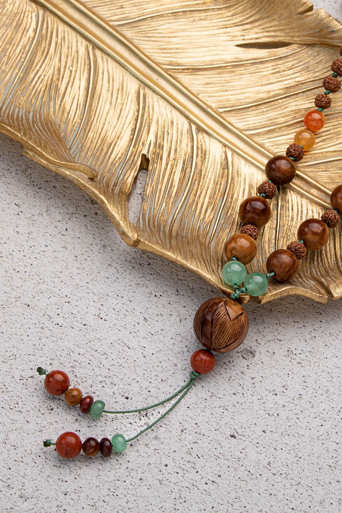 Kuka, Rudraksha, Akik, Lapis Lazuli, Aventurin, Ametist Doğal Taşlı 108 Çakra Mala- Uzun Kolye — görsel 5
