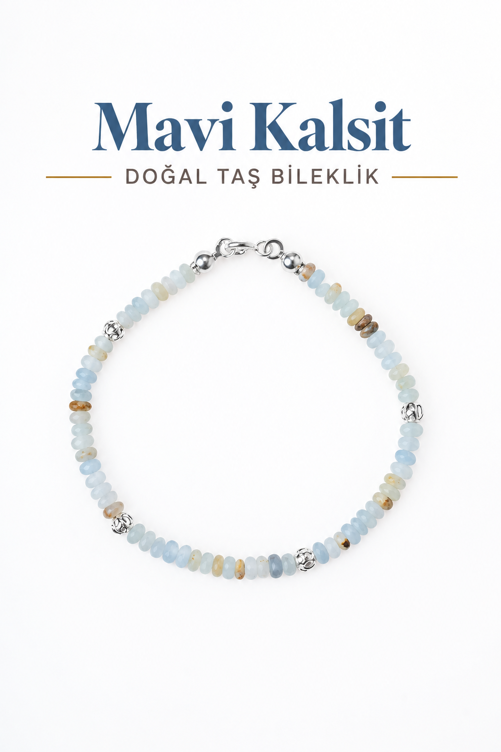 Mavi Kalsit & Gümüş Aparatlı Bileklik