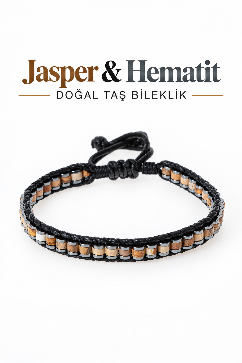 Jasper & Hematit Özel Tasarım Makrome Bileklik