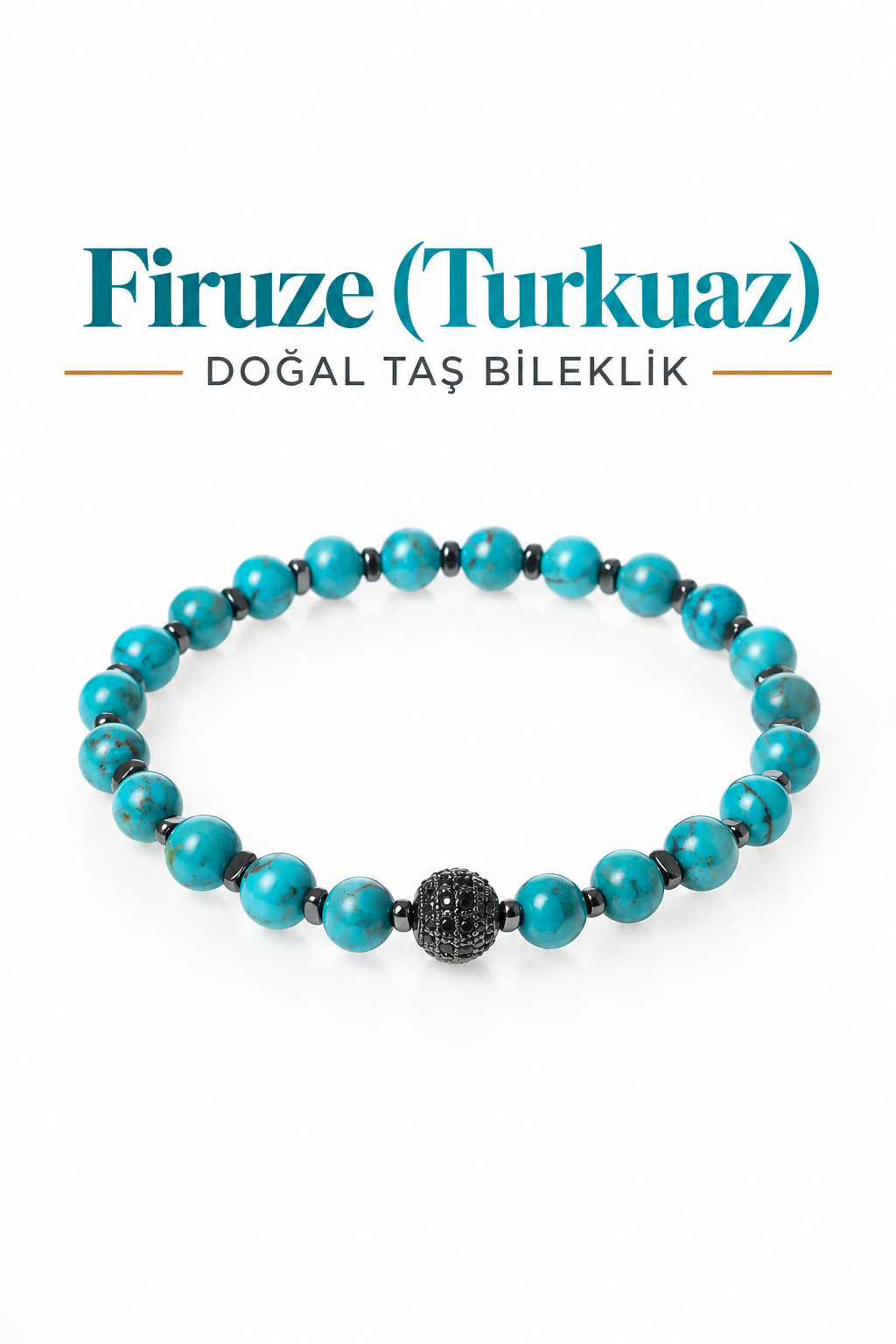 Firuze (Turkuaz) Zirkon Aparatlı Doğal Taş bileklik