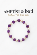 Ametist & İnci & Hematit Gümüş Aparatlı Bileklik