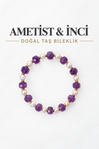 Ametist & İnci & Hematit Gümüş Aparatlı Bileklik