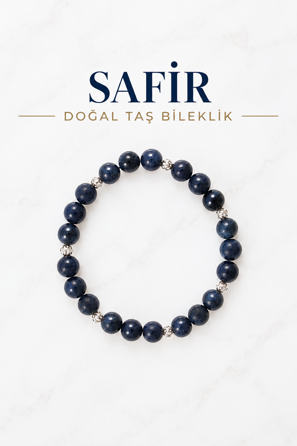 Safir & Gümüş Aparatlı Bileklik