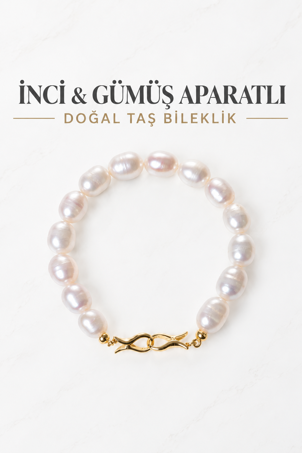 İnci & Gümüş Aparatlı Bileklik 3