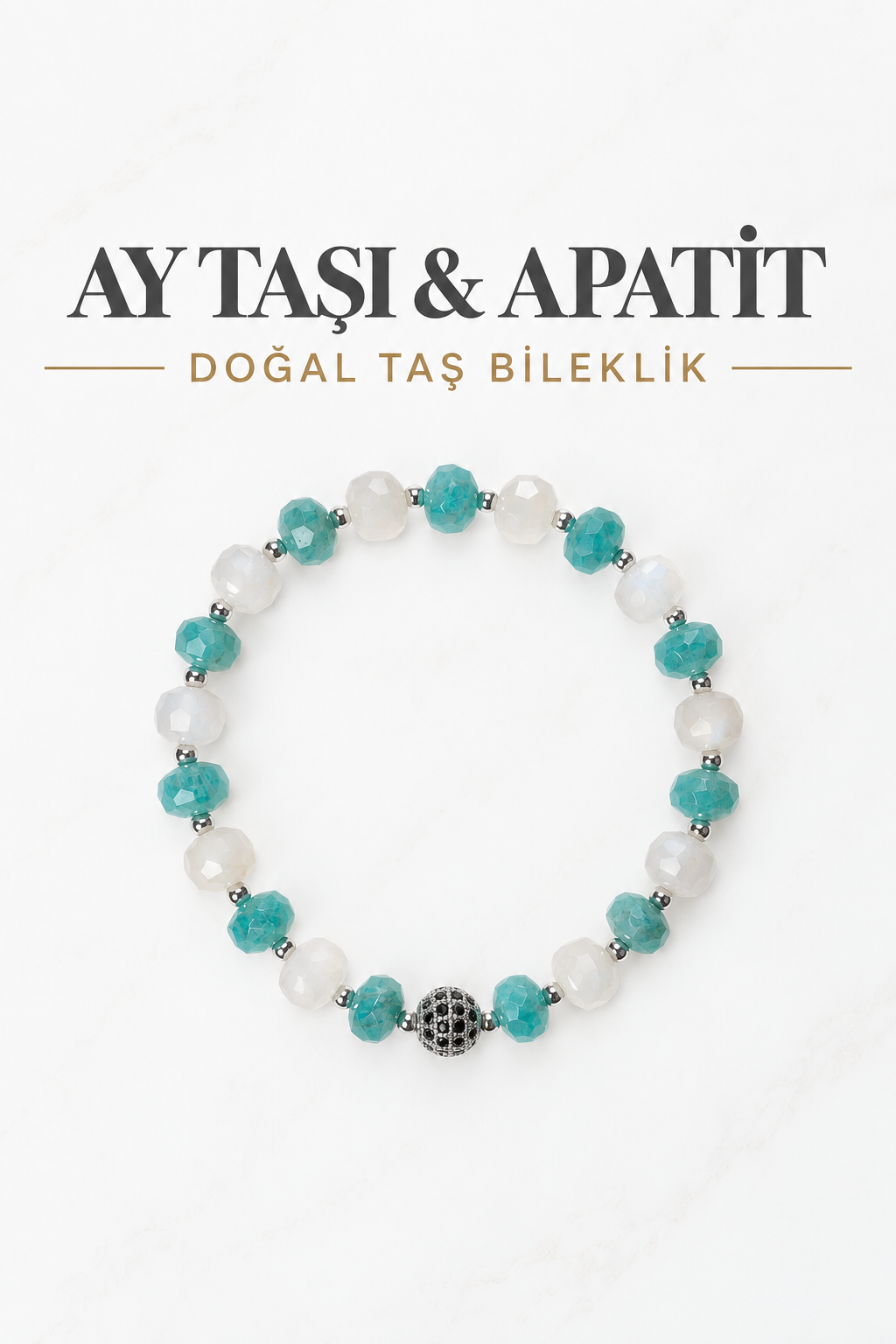 Ay Taşı & Apatit & Gümüş Aparatlı Bileklik