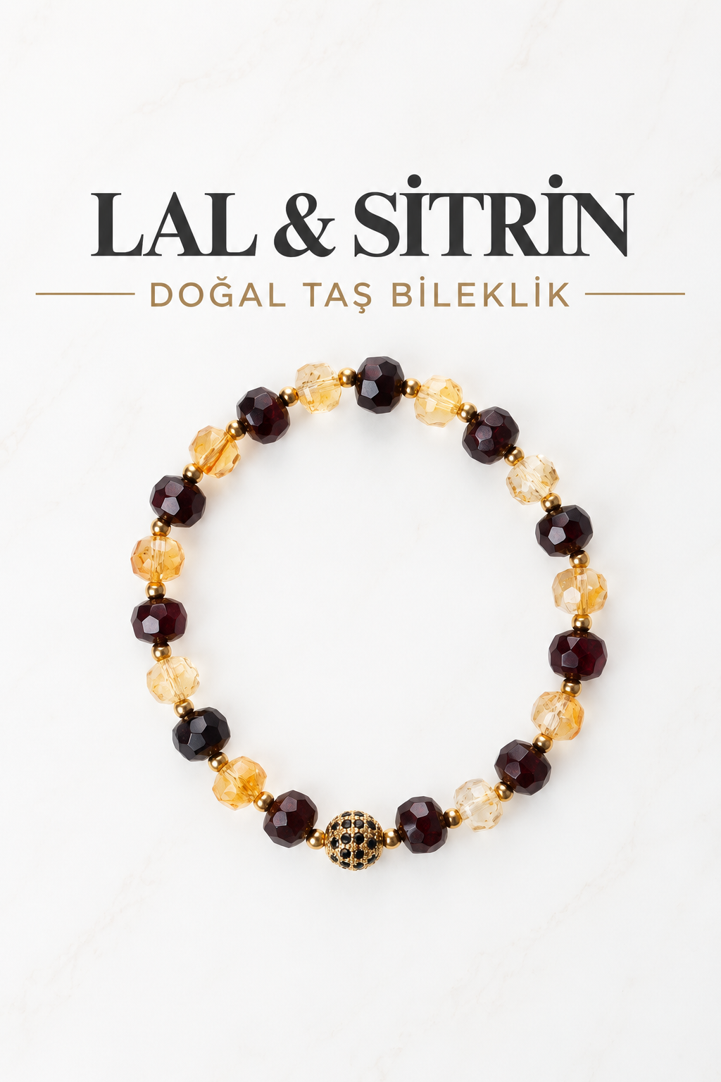 Lal & Sitrin & Gümüş Aparatlı Bileklik