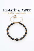 Hematit & Jasper Gümüş Aparatlı Makrome Bileklik