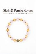 Sitrin & Pembe Kuvars & Gümüş Aparatlı Bileklik