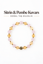 Sitrin & Pembe Kuvars & Gümüş Aparatlı Bileklik