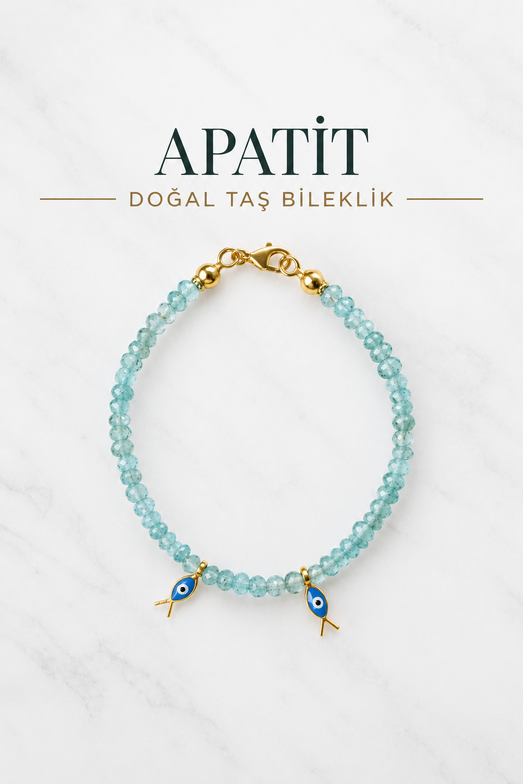 Apatit & Gümüş Aparatlı Bileklik