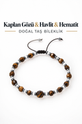 Kaplan Gözü & Havlit & Hematit Makrome Bileklik