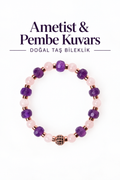 Ametist & Pembe Kuvars Gümüş Aparatlı Bileklik