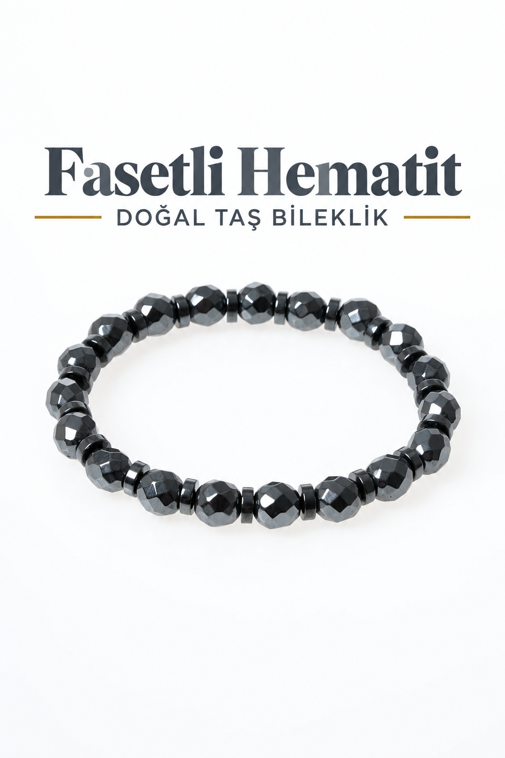 Fasetli Koyu Hematit Bileklik