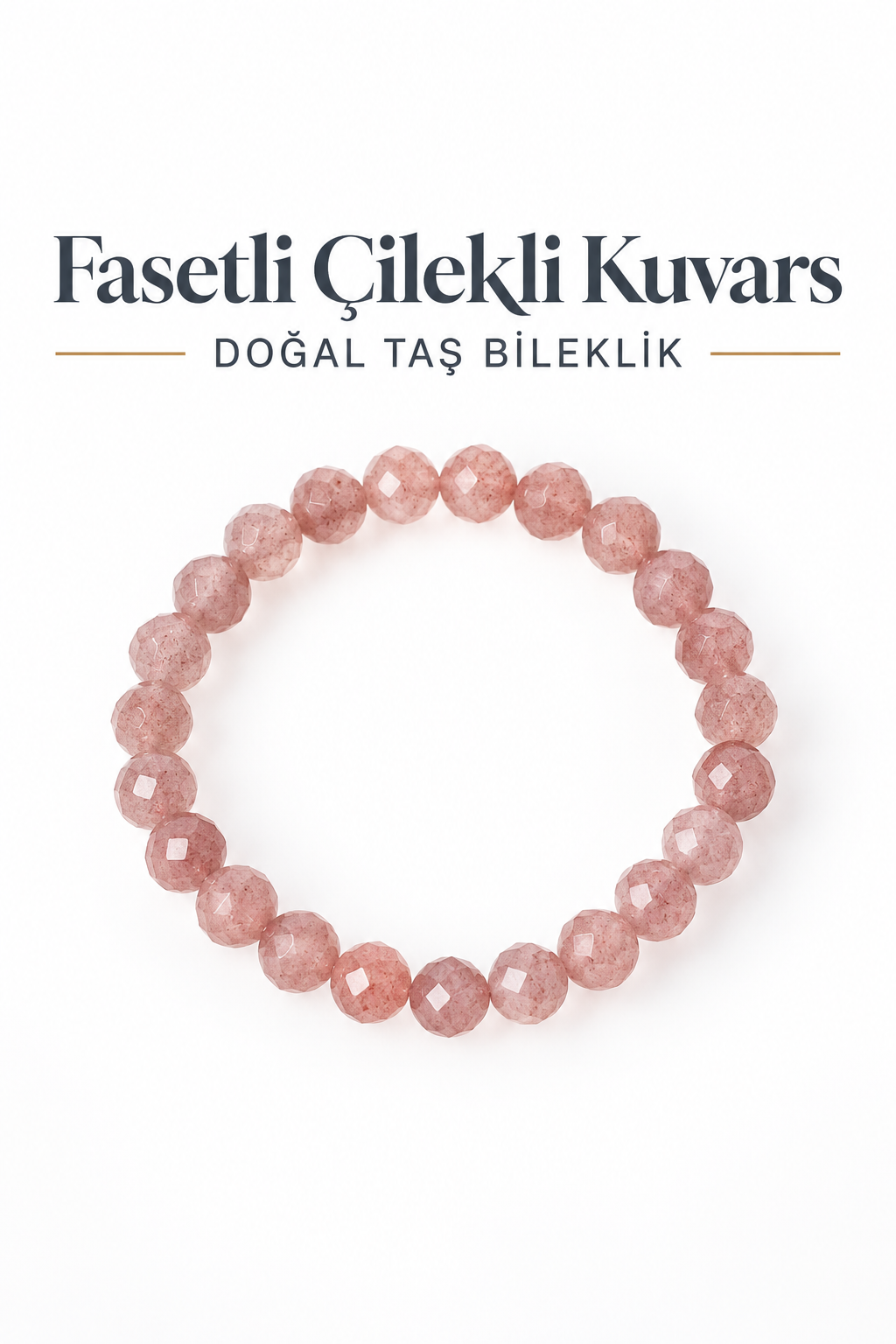 Fasetli Çilekli Kuvars Bileklik