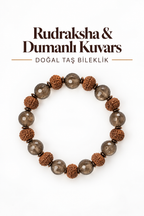Rudraksha & Dumanlı Kuvars Bileklik