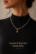 Ametist & Kum İnci & Gümüş Kolye