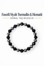 Fasetli Siyah Turmalin & Hematit Bileklik