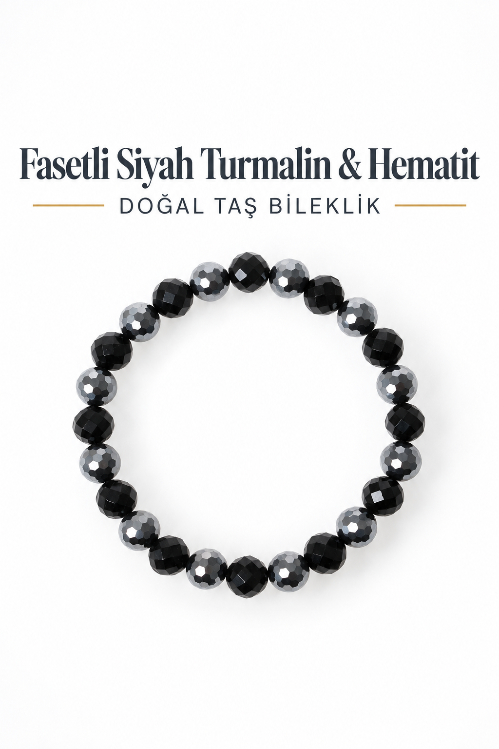Fasetli Siyah Turmalin & Hematit Bileklik