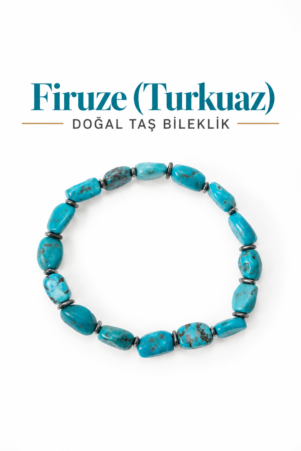 Firuze (Turkuaz) Gümüş Aparatlı Doğal Taş bileklik