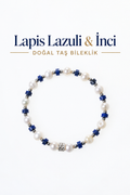 Lapis Lazuli & İnci & Gümüş Aparatlı Bileklik