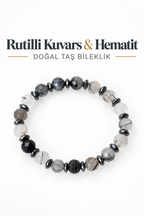 Fasetli Rutilli Kuvars Hematit Bileklik