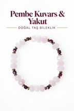 Pembe Kuvars & Yakut Bileklik