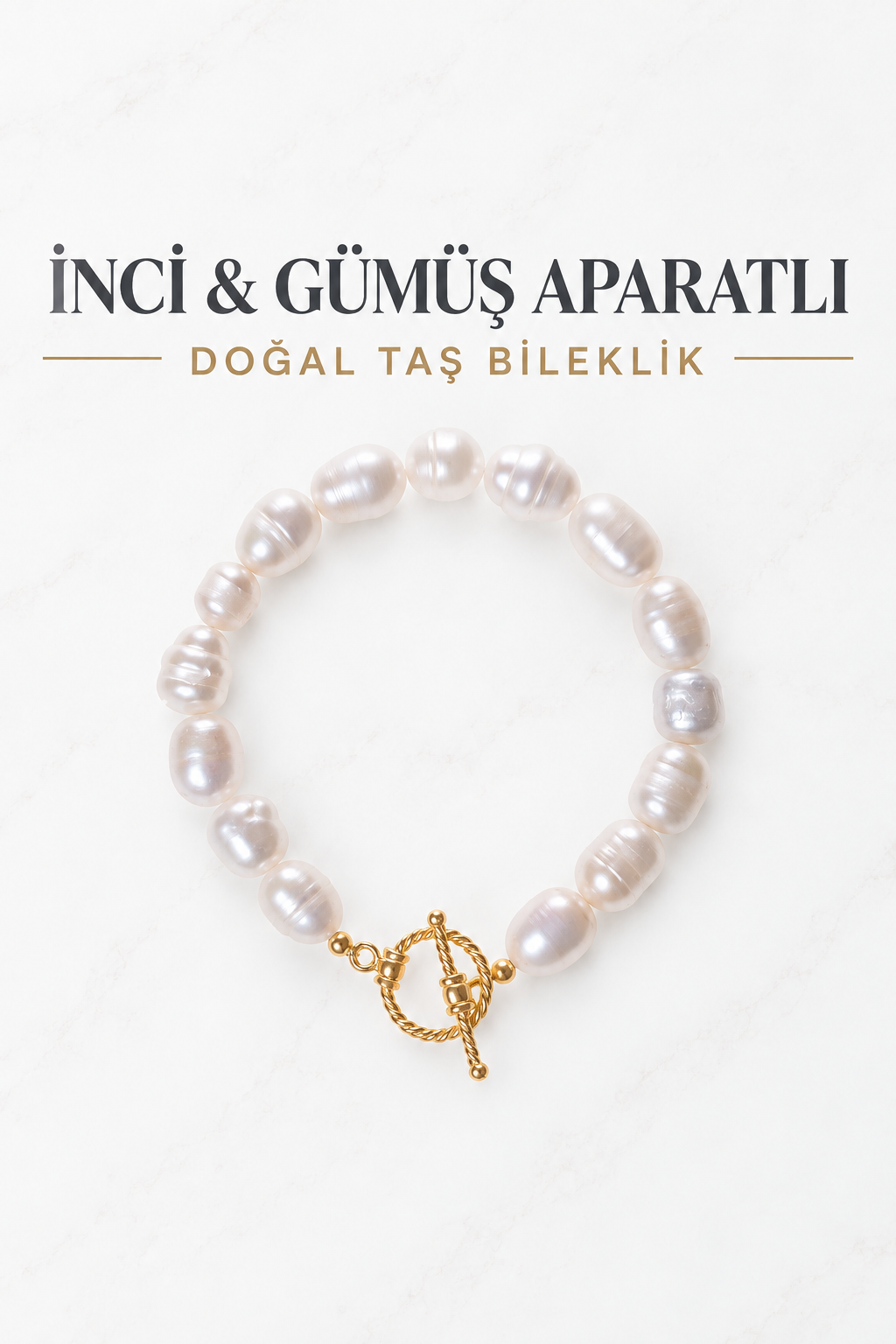 İnci & Gümüş Aparatlı Bileklik