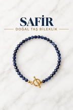 Safir & Gümüş Aparatlı Doğal Taş Bileklik