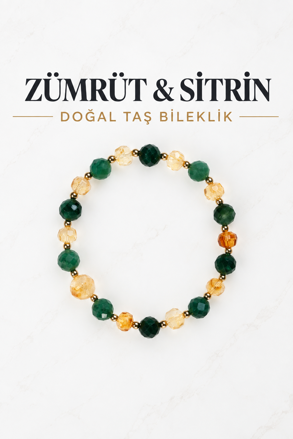 Zümrüt & Sitrin Doğal Taş Bileklik